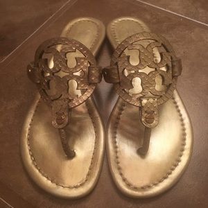 Tory Burch Miller Sandals 6.5 Golden Champagne